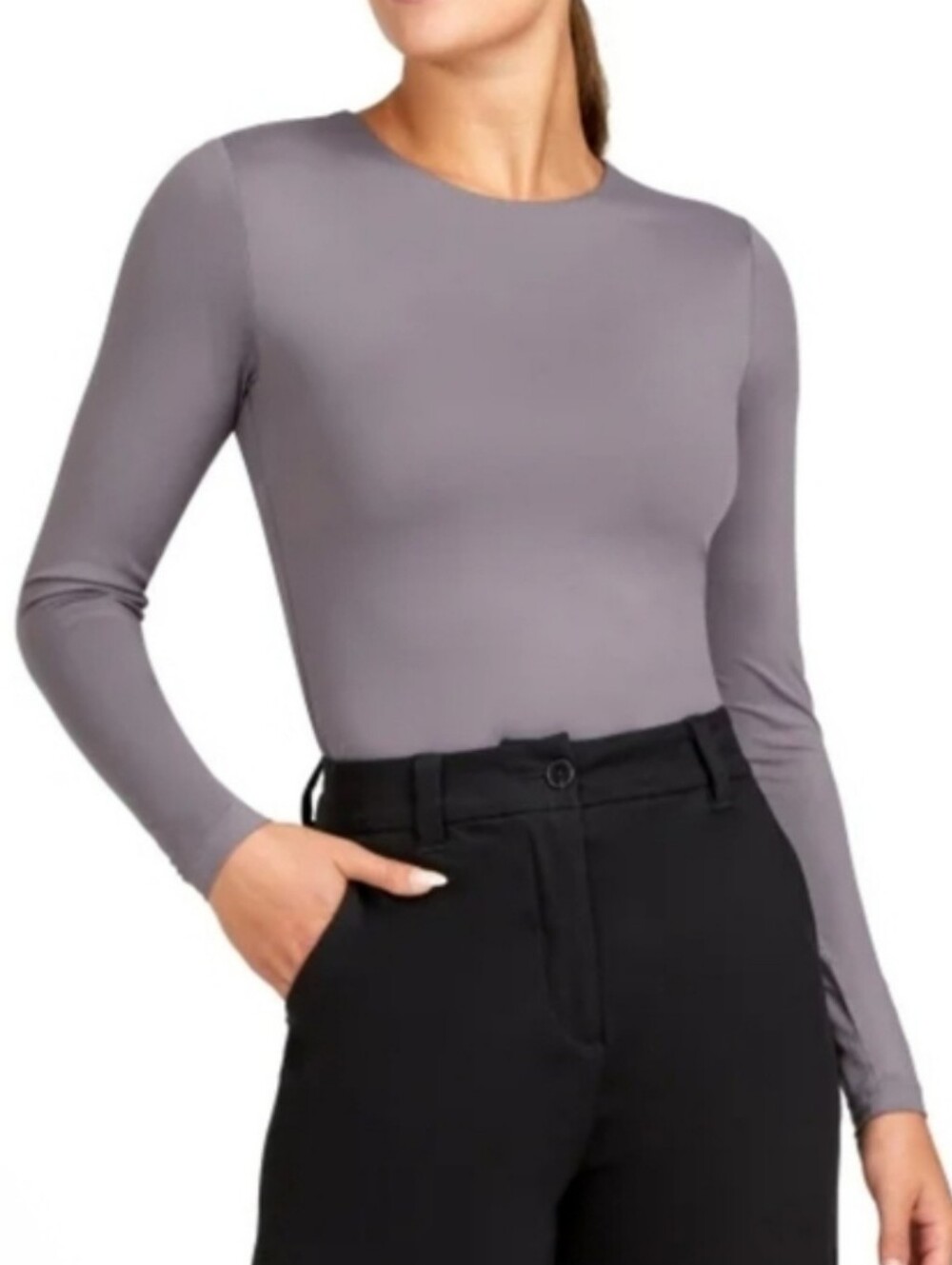 Frank and Oak Womens Long Sleeve Smoothing Tee Size Small Grey Fitted NWOT